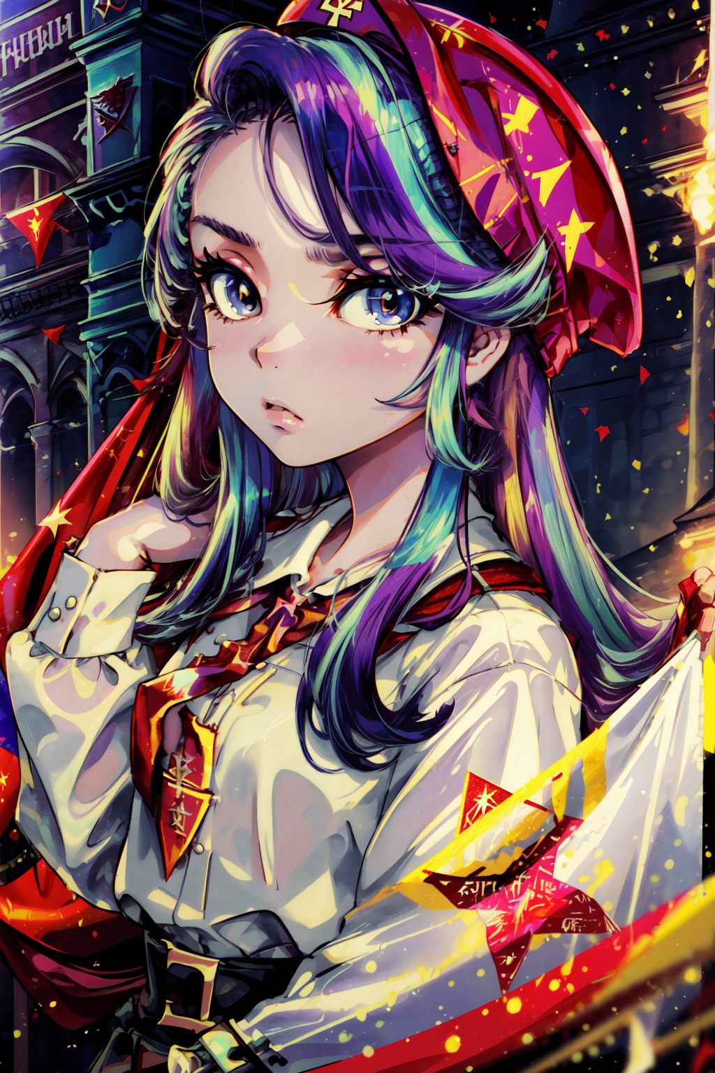 00844-2839962198-masterpiece,best quality,1girl,mlpglimmer,colored skin,streaked hair,sopi,soviet pioneer,soviet flag,soviet,_lora_mlp_starlightg.png